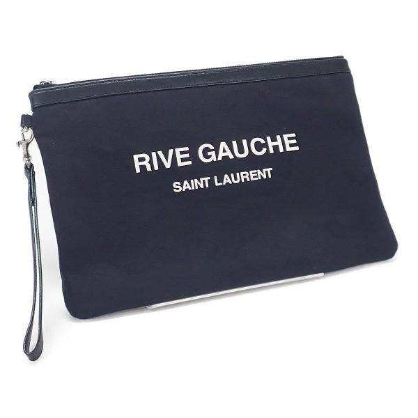 433946 01 Saint Laurant Camouflage Pattern Rive Gauche Clutch Bag Black