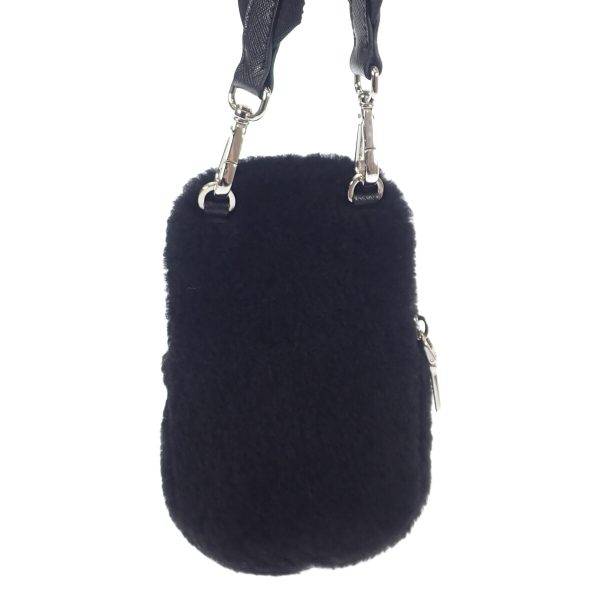 443027 03 Prada Shearling Mini Shoulder Bag Sheepskin Fur Nero Black