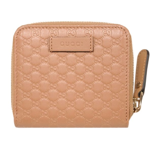 449395 2754 Gucci Bifold Round Zipper Coin Purse Rose Beige