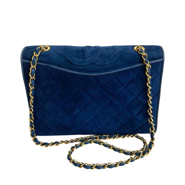 451k602493 1 CHANEL Matelasse Full Flap Suede Leather Shoulder Bag Blue