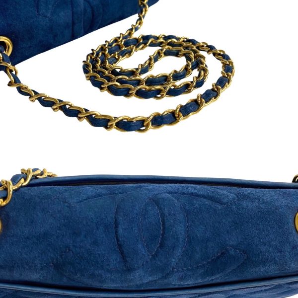 451k602493 3 CHANEL Matelasse Full Flap Suede Leather Shoulder Bag Blue