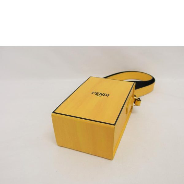 46463 3 Fendi Leather Logo Pochette Box Type Shoulder Bag Yellow