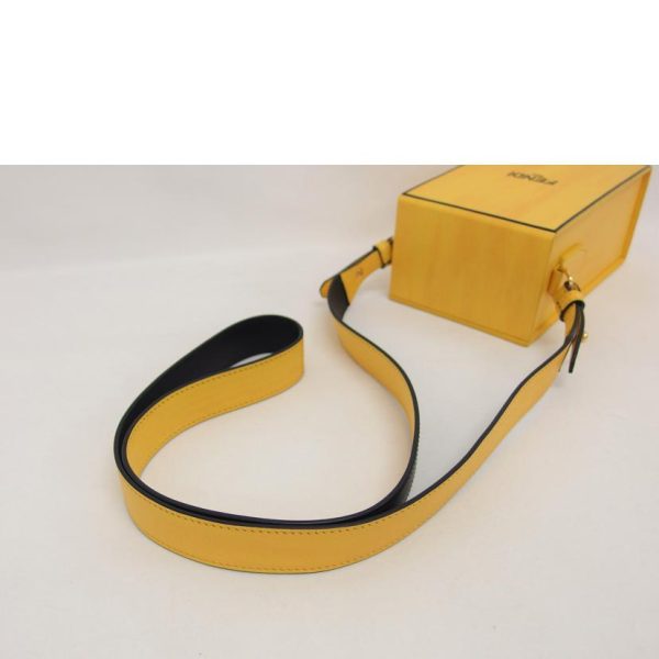 46463 4 Fendi Leather Logo Pochette Box Type Shoulder Bag Yellow