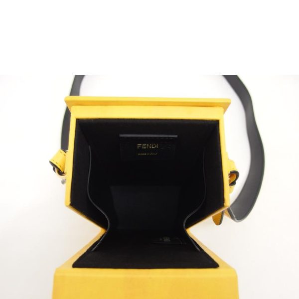 46463 5 Fendi Leather Logo Pochette Box Type Shoulder Bag Yellow