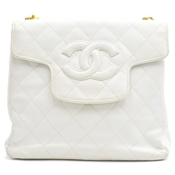 4823e260009 1 Chanel Matelasse Lambskin Chain Handbag White