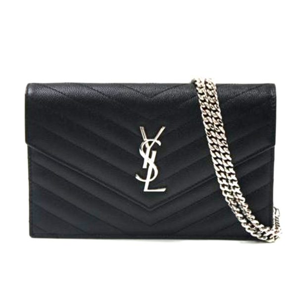 48847 1 Saint Laurent Monogram Chain Wallet Black