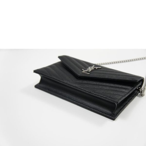 48847 3 Saint Laurent Monogram Chain Wallet Black