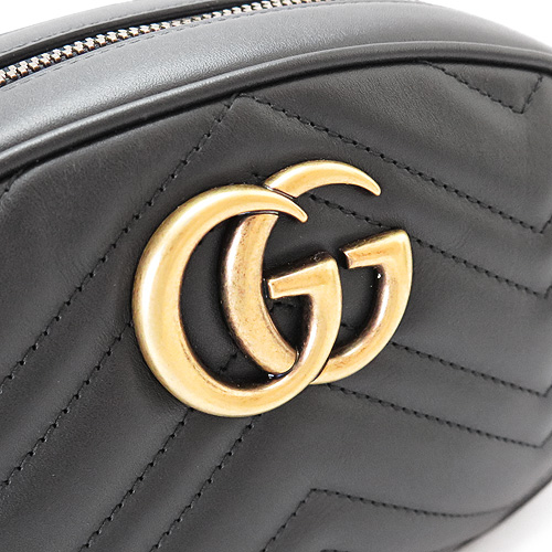 Gucci Belt Bag Waist Pouch GG Marmont Quilted Leather Black jUSTBAG Justbag.Net