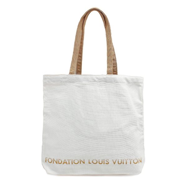 4v08 0016 0549 a7 Louis Vuitton Cotton Simple Logo Leather Handbag White