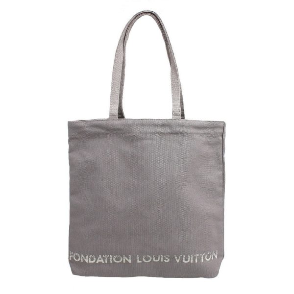 4v08 0016 0559 a7 Louis Vuitton Cotton Simple Logo Leather Handbag Gray