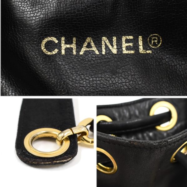 5000065884102444 9 Chanel Drawstring Chain Shoulder Bag Lambskin Leather Black Gold