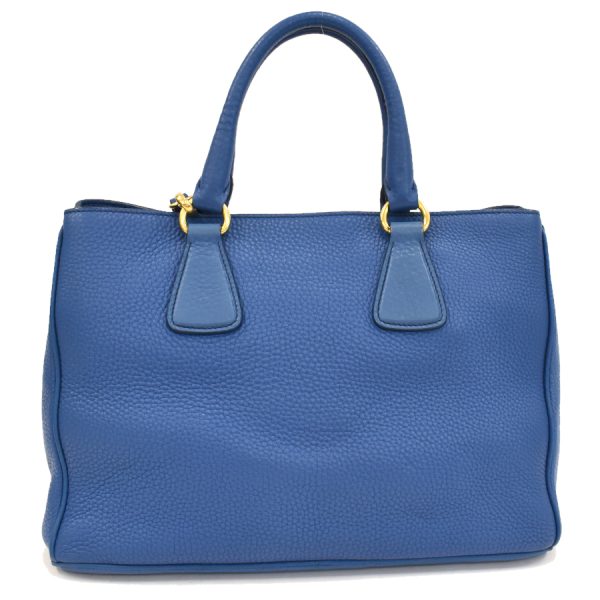 5000105884102802 3 Prada 2 Way Tote Bag Leather Gold Hardware Metal Logo Cobalt Blue