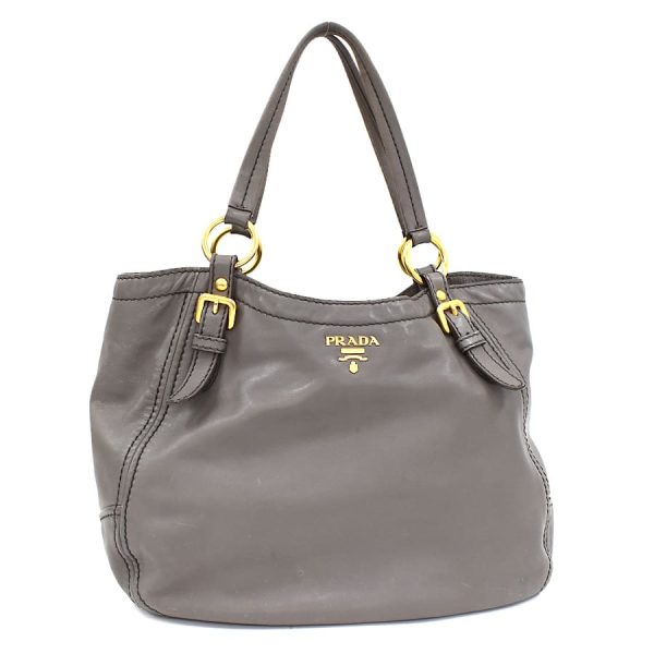 5000105884102854 1 Prada Tote Bag Shoulder Leather Gray