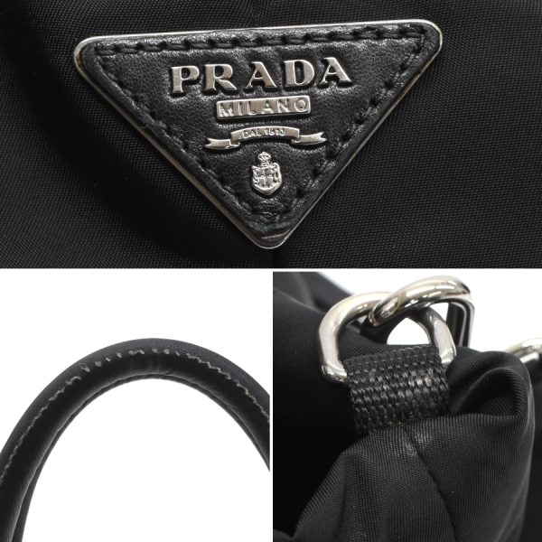 5000105884103282 9 Prada Reversible Tote Handbag Tessuto Double Nylon Triangle Logo Plate Black