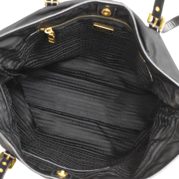 5000105884103322 8 Prada Nylon Shoulder Tote Bag Black Gold