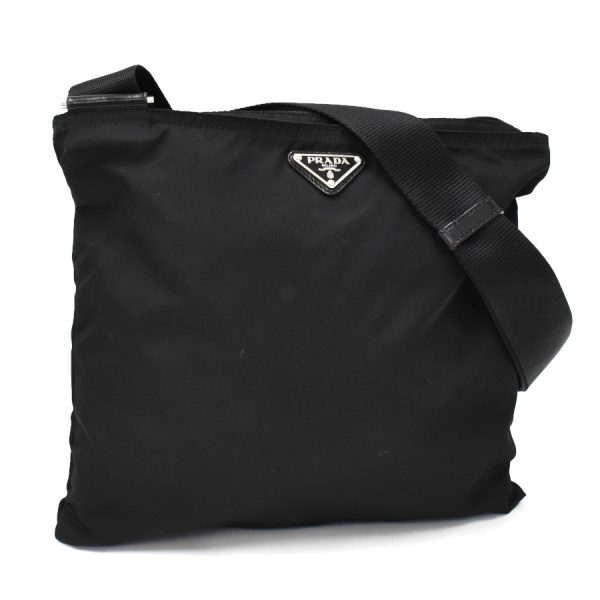 5000105884103325 1 Prada Shoulder Bag Crossbody Triangular Plate Triangle Logo Nylon Black