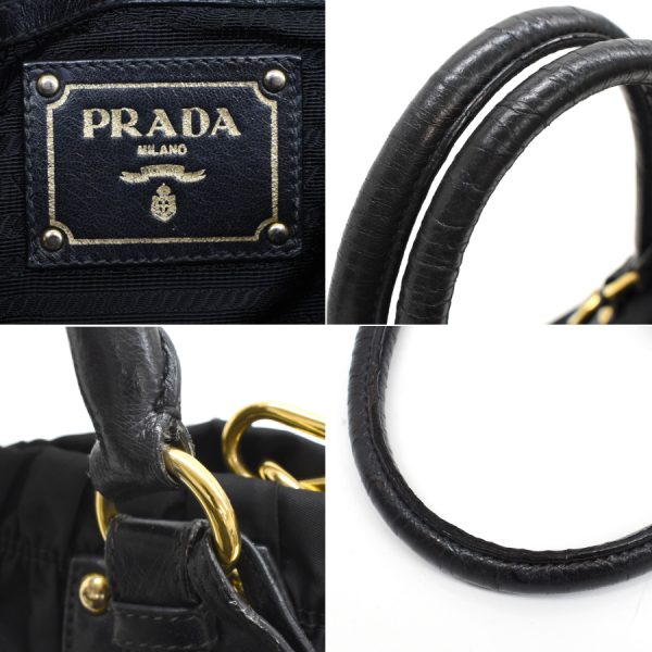 5000105884103355 9 Prada Tote Bag 2Way Handbag Shoulder Bag Tesuto Gaufre Nylon Leather Nero Black