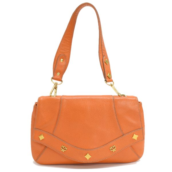 5002235884109086 3 MCM 2way Shoulder Bag Leather Orange