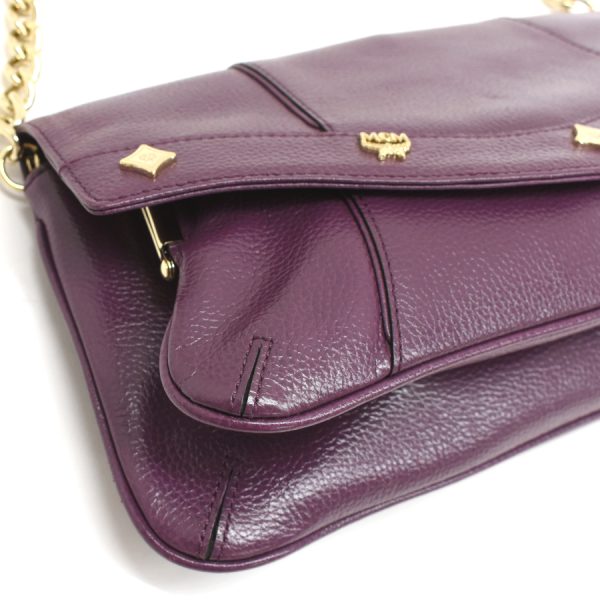 5002235884109087 6 MCM 2way Chain Shoulder Bag Leather Purple