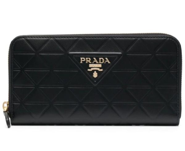 5061 Prada Soft Calf Triangoli Zip Wallet Black