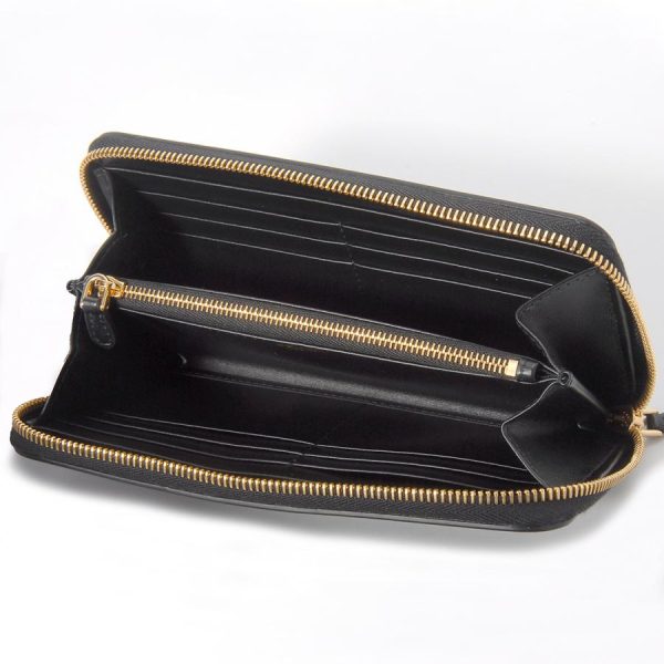 5063 Prada Soft Calf Triangoli Zip Wallet Black