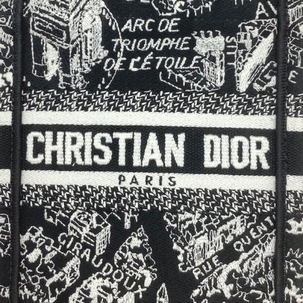 51129035 5 Christian Dior Canvas Paris Mini Book Phone Tote Bag Black White