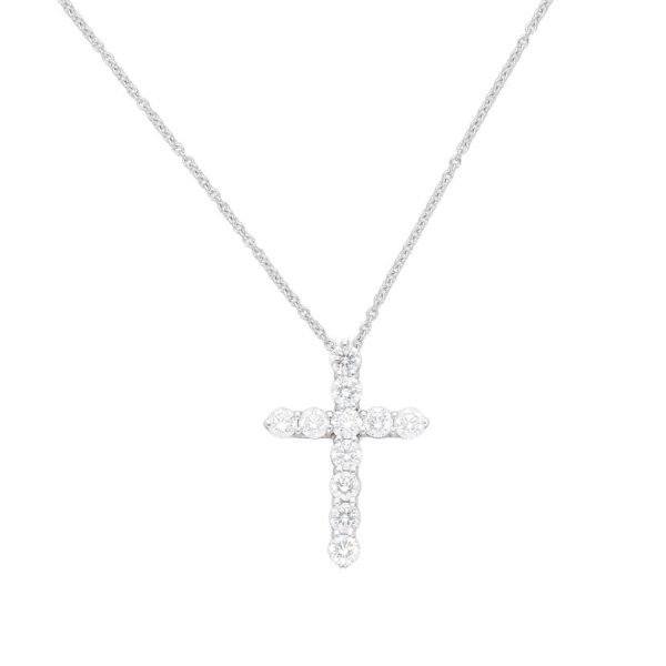 51194 1 Tiffanyco Pt950 Medium Cross Diamond Necklace