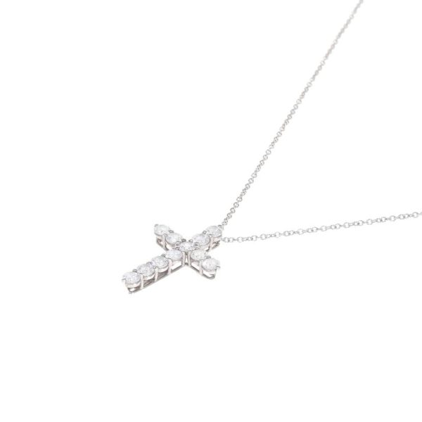 51194 2 Tiffanyco Pt950 Medium Cross Diamond Necklace