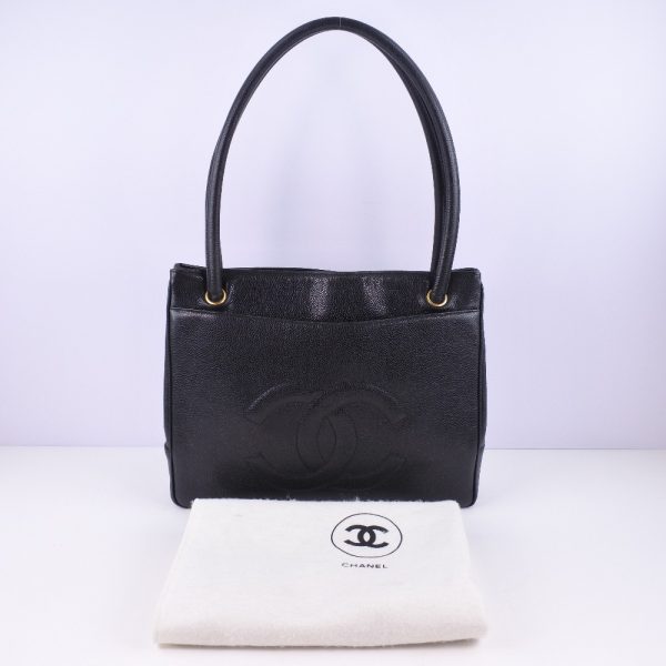 52070452 10 Chanel Tote Bag Caviar Skin Snap Button Black