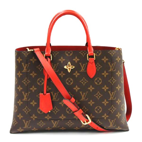 52312 1 Louis Vuitton Flower Tote Monogram Coquelicot Brown