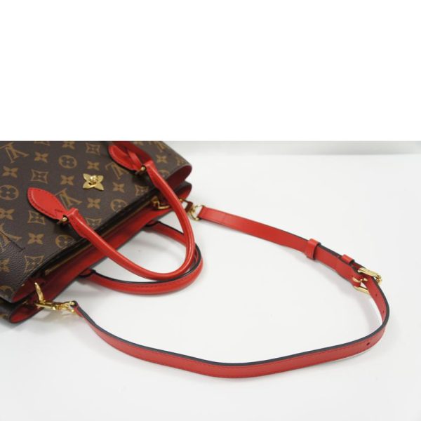 52312 4 Louis Vuitton Flower Tote Monogram Coquelicot Brown