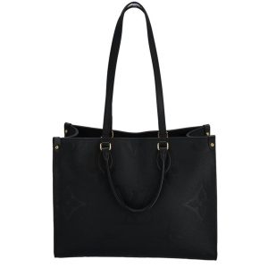 52825 1 Louis Vuitton Montaigne MM Handbag Shoulder Bag Emplant Noir Black