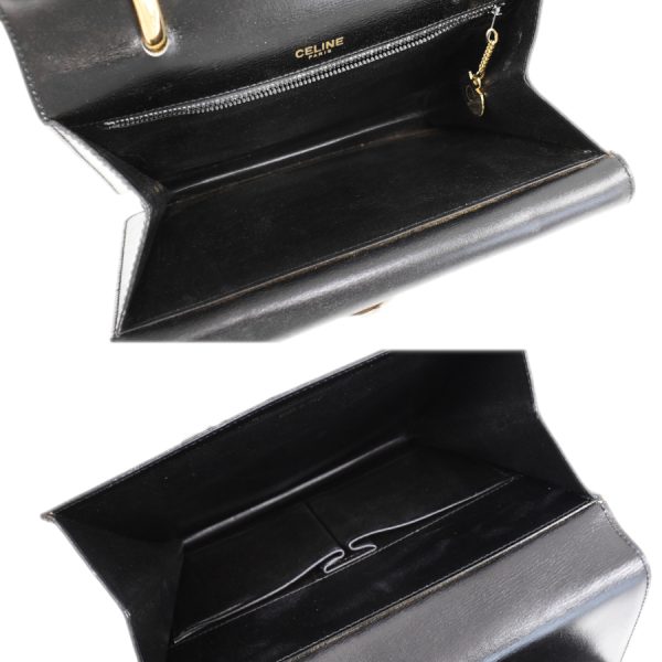 5300028884101288 8 Celine W Flap Handbag Leather Black Vintage