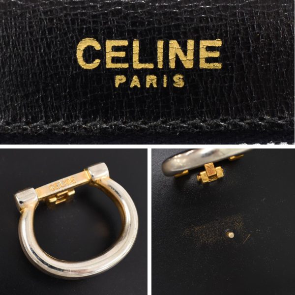 5300028884101288 9 Celine W Flap Handbag Leather Black Vintage