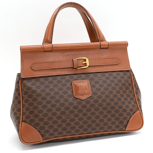 5300028884102165 1 Celine Handbag Macadam Triomphe PVC Leather Brown Gold Hardware Vintage Triomphe Blason