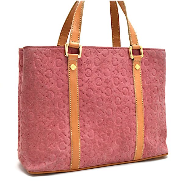 5300028889300062 1 Celine Handbag Suede Leather Pink Camel