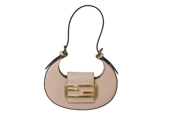 53676 1 Fendi Cookie Coated Canvas Leather Shoulder Bag Pink