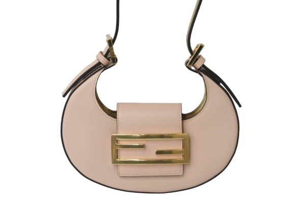 53676 2 Fendi Cookie Coated Canvas Leather Shoulder Bag Pink