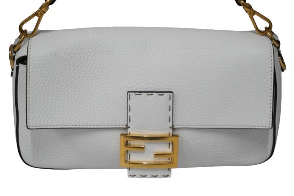 54924 d2 Fendi Mamma Bucket Selleria Leather Handbag White