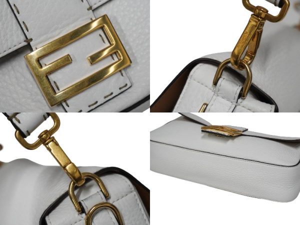 54924 d6 Fendi Mamma Bucket Selleria Leather Handbag White