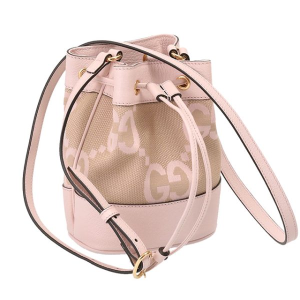 550620 ukmbg 9550 Gucci Jumbo GG Mini Bucket Bag Drawstring Crossbody Camel Pink