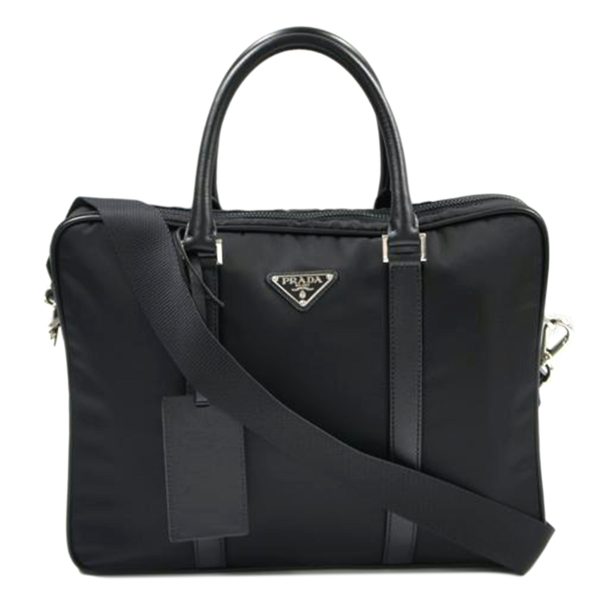 55182 1 Prada Tessuto Saffiano Briefcase Black