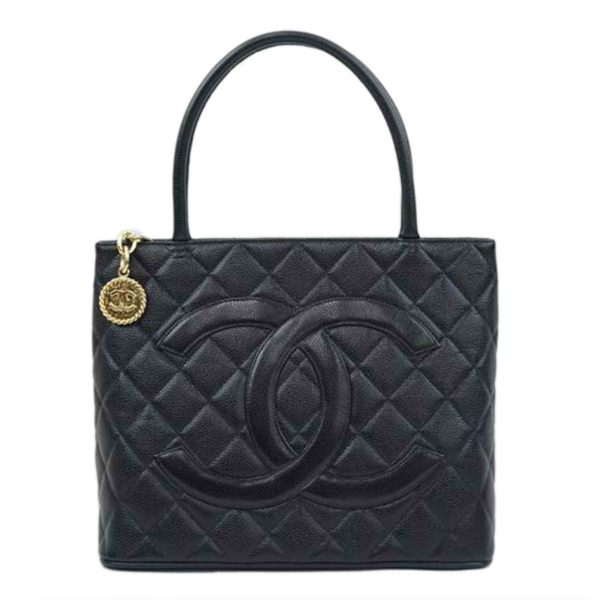 55674 1 Chanel Caviar Skin Reprint Tote Bag Black