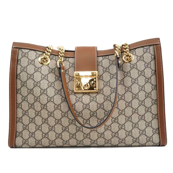 57745 1 Gucci GG Supreme Chain Shoulder Tote Beige