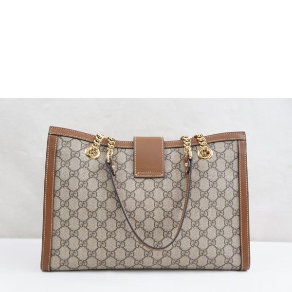 57745 2 Gucci GG Supreme Chain Shoulder Tote Beige