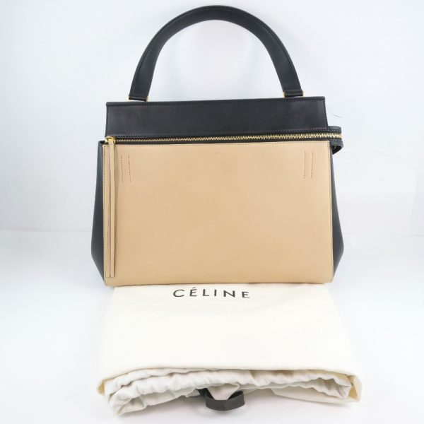 59070309 11 Celine Edge Calf Zipper Handbag Beige