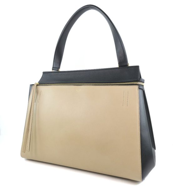 59070309 2 Celine Edge Calf Zipper Handbag Beige