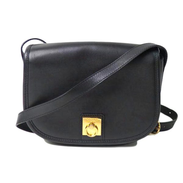 59628 1 Celine Vintage Leather Shoulder Bag Black