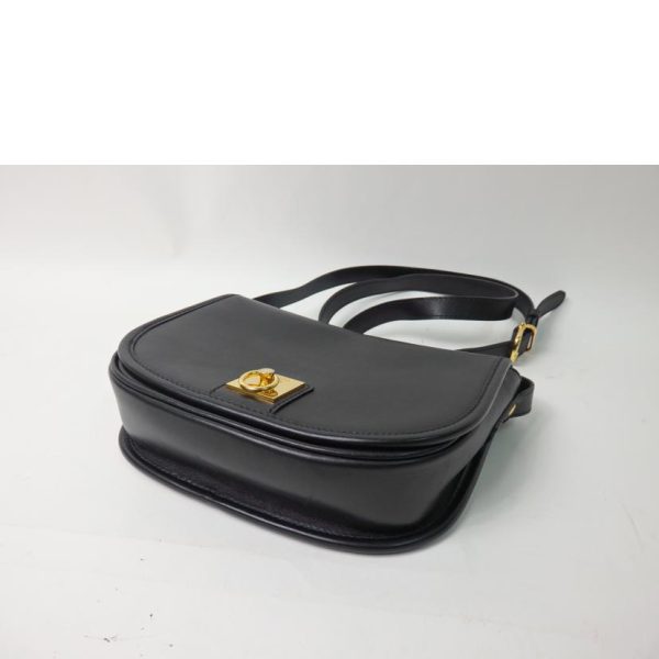 59628 3 Celine Vintage Leather Shoulder Bag Black