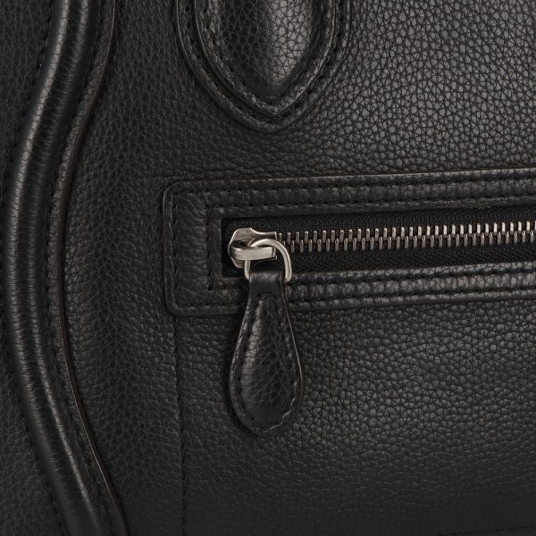 5cel16 00017 11 Celine Leather Micro Luggage Shopper Tote Bag Black